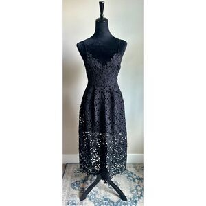 ASTR Women's Cut Black Lace Retro Glam Wedding Guest/ Party Midi Dress Size S